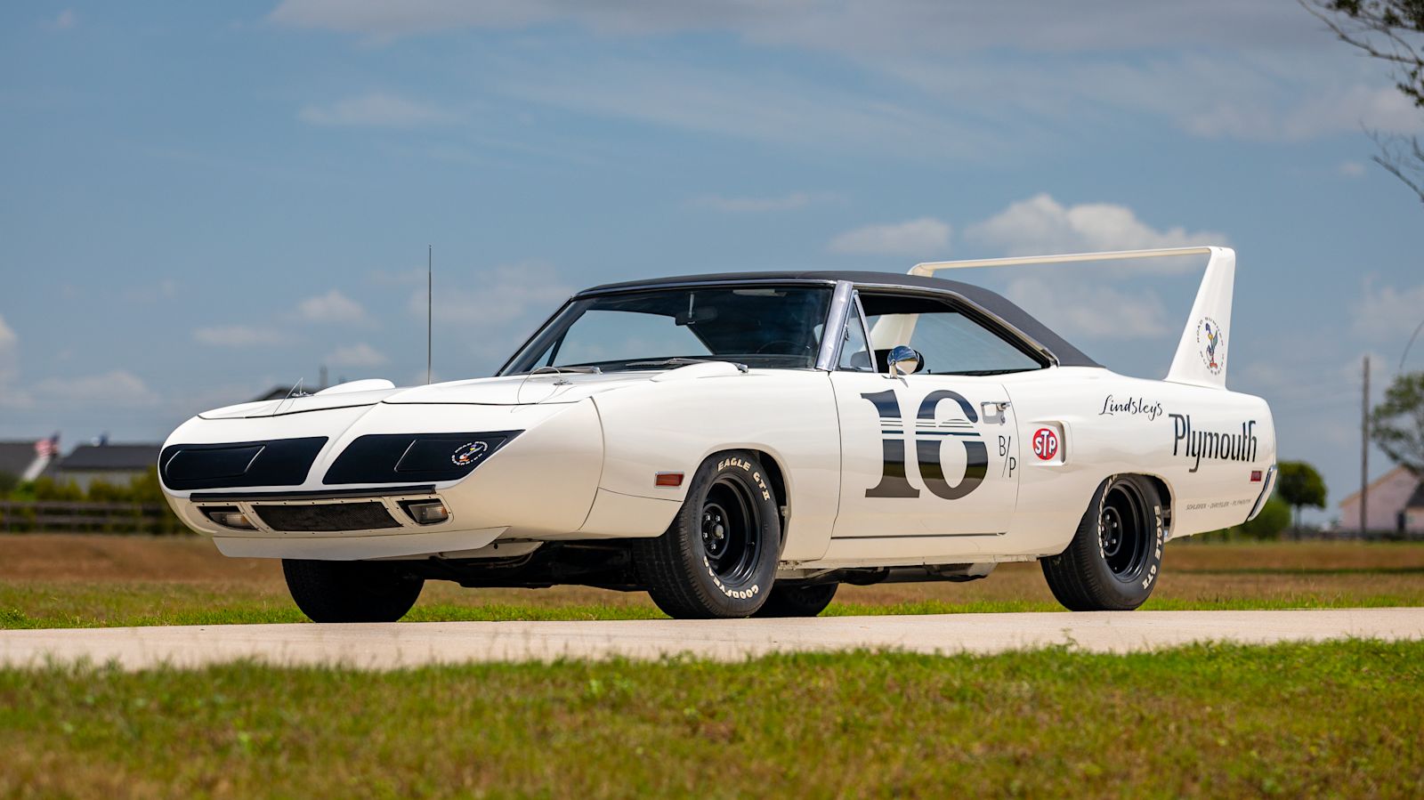 Alpine White 1970 Plymouth Hemi Superbird SCTA land speed racer in its 1970-71 racing livery