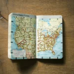 politician map on brown wooden surface