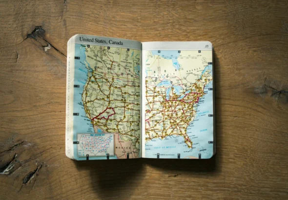 politician map on brown wooden surface