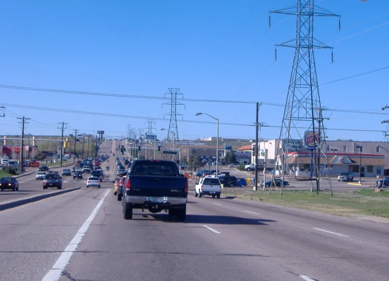 Multi-lane Academy Boulevard in Colorado Springs, Colorado