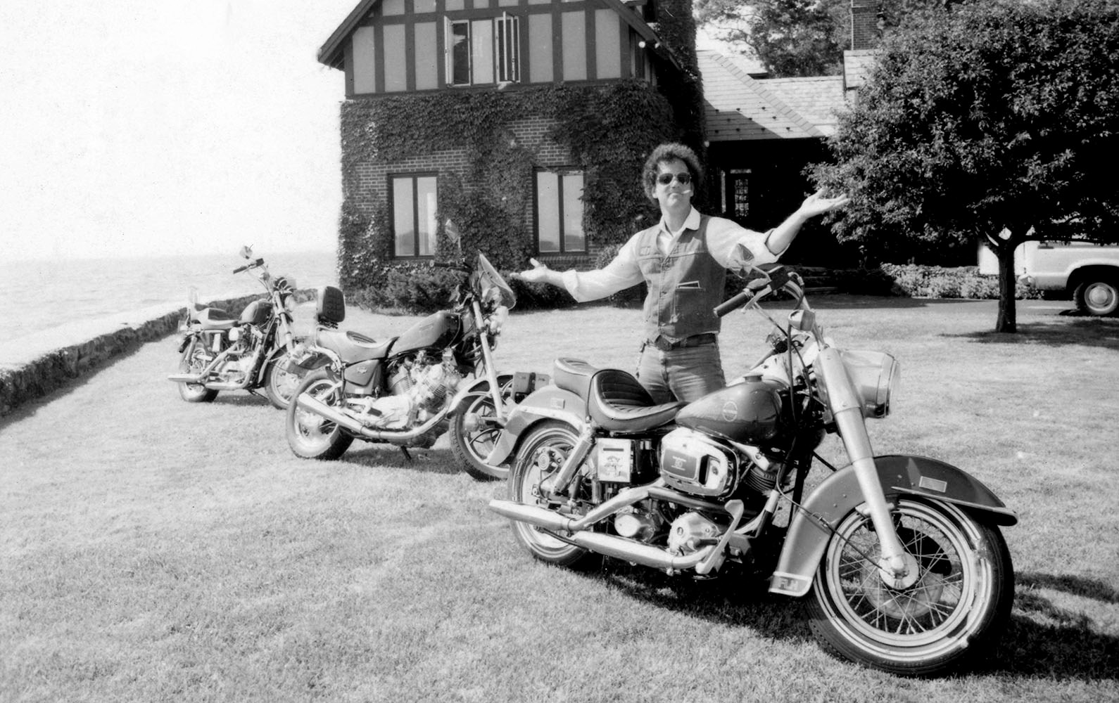 Billy Joel with his motorcycles in 1981