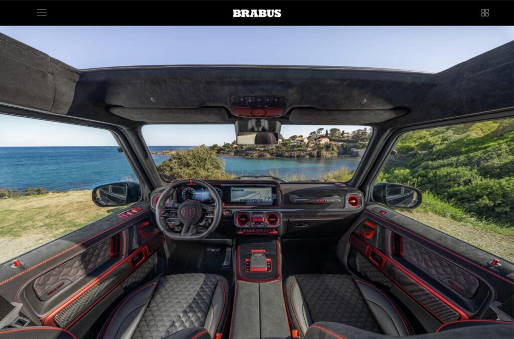 BRABUS Masterpiece interior in black leather and Alcantara with ROCKET RED accents