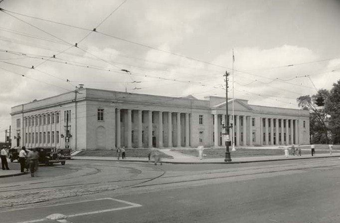 Historic photo of the Charles R. Jonas Federal Building on West Trade Street in Charlotte