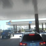 Diesel exhaust fluid pumps under a canopy at a Buc-ee's travel center