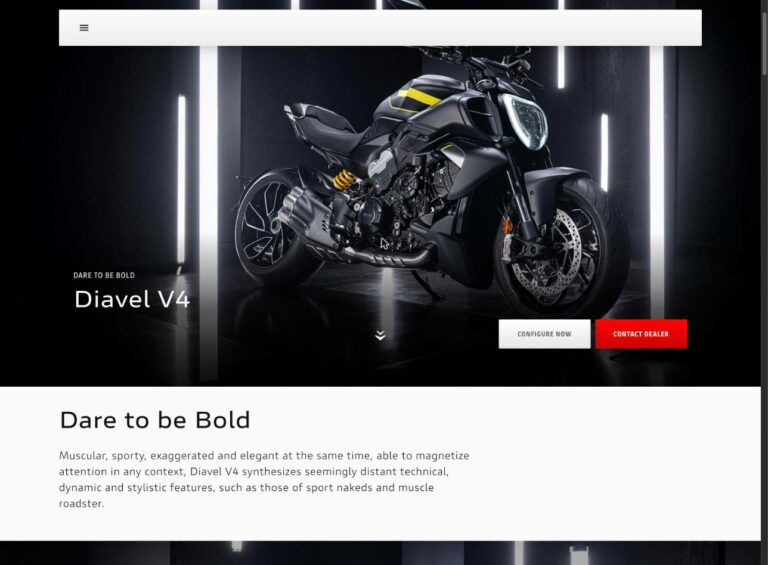 Ducati Diavel V4 naked power cruiser parked in a dark studio, the platform expected to gain a new V4 S variant for 2027