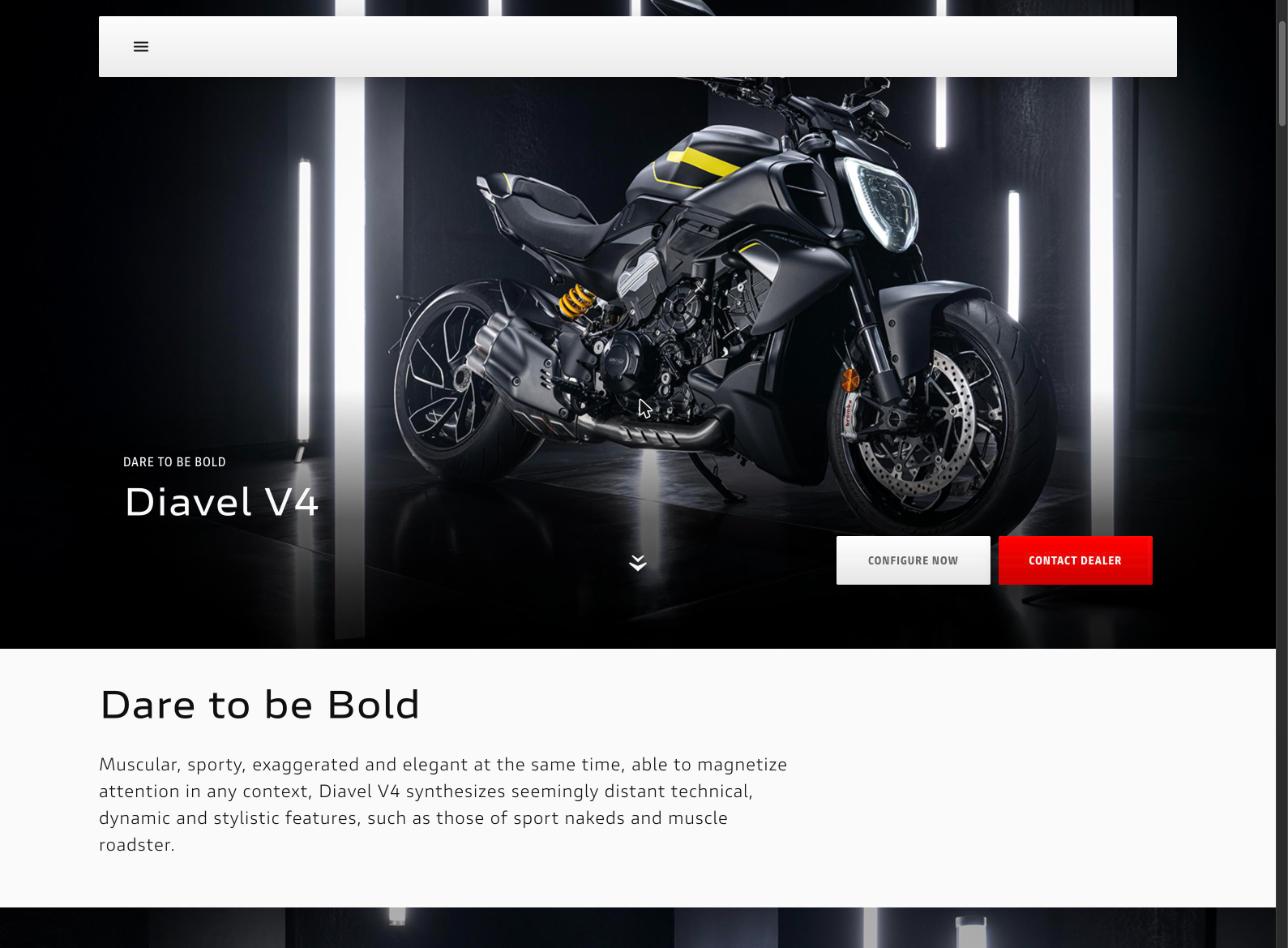 Ducati Diavel V4 naked power cruiser parked in a dark studio, the platform expected to gain a new V4 S variant for 2027