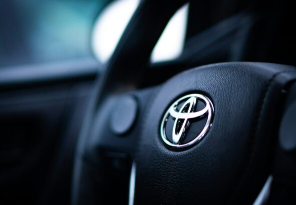 black toyota car steering wheel