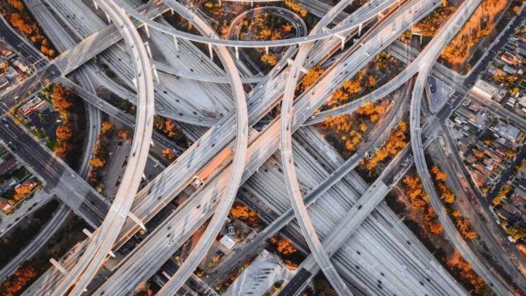 aerial photography of city road