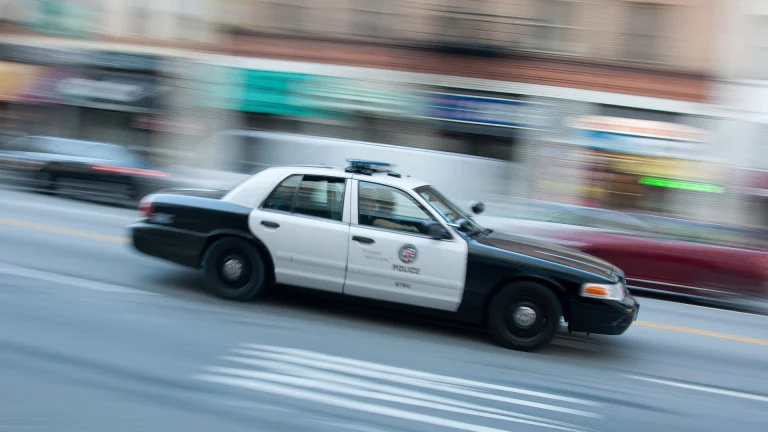LAPD Ford Crown Victoria Police Interceptor patrol car in downtown Los Angeles