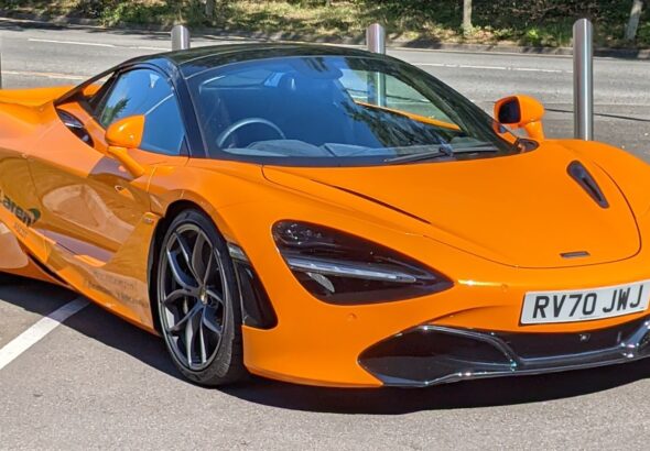An orange McLaren 720S supercar parked, shown as a file photo