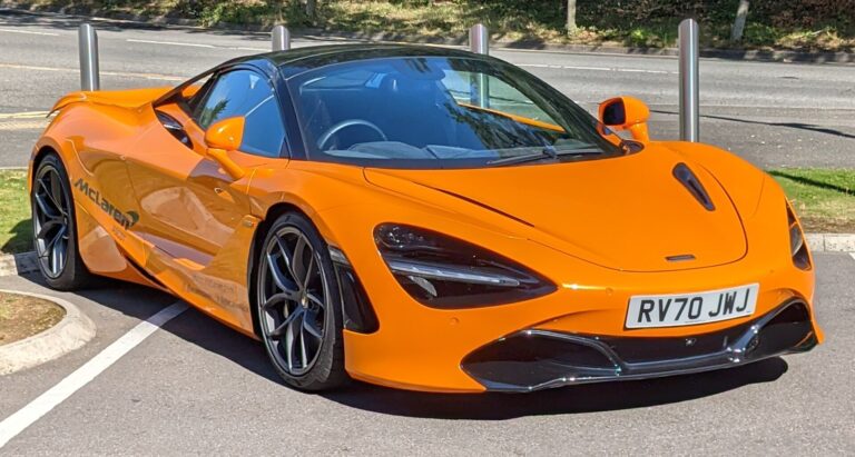 An orange McLaren 720S supercar parked, shown as a file photo