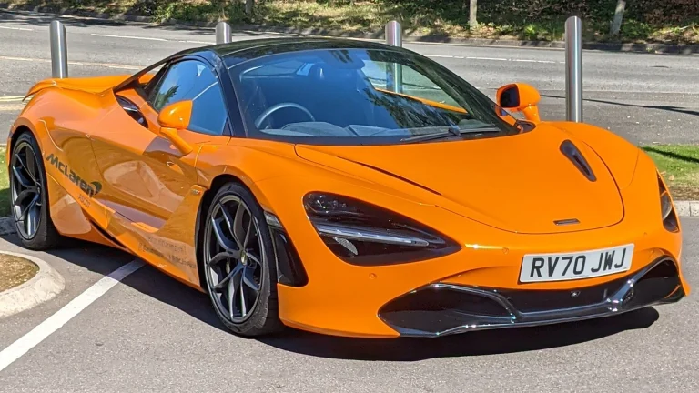 An orange McLaren 720S supercar parked, shown as a file photo