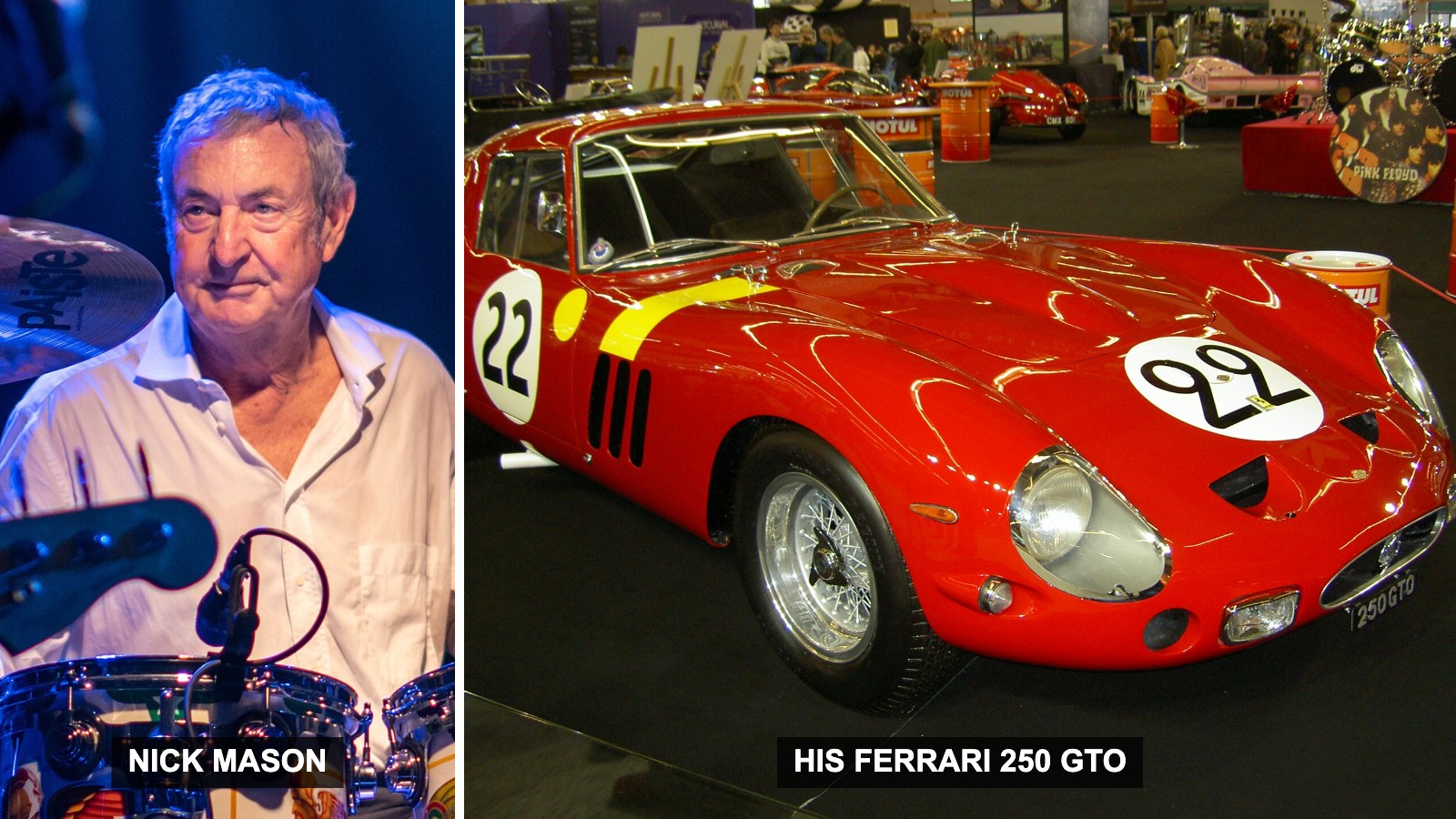 Pink Floyd drummer Nick Mason and his Ferrari 250 GTO