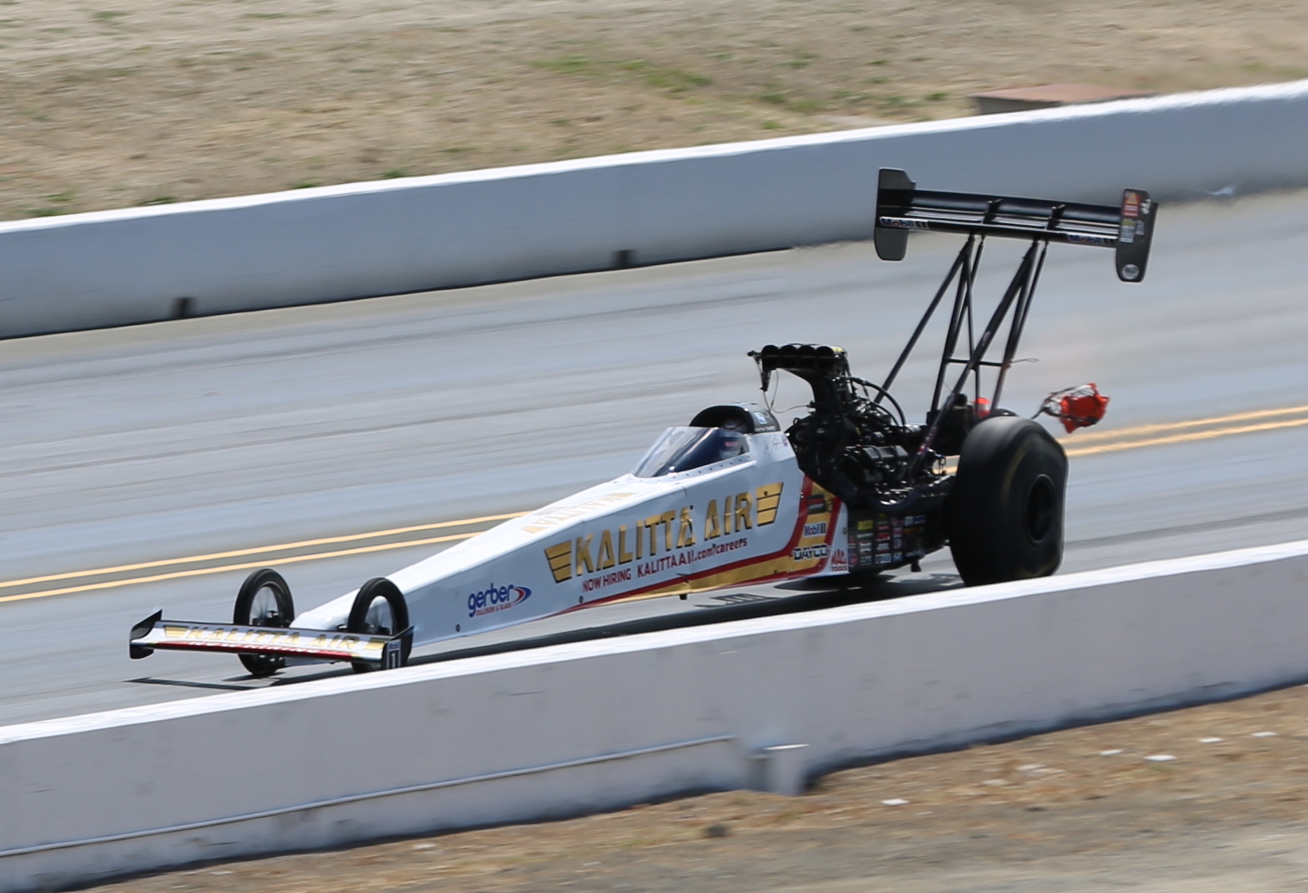 Shawn Langdon's Kalitta Air Top Fuel dragster at Sonoma Raceway in 2026
