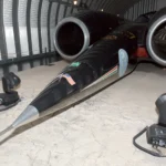 ThrustSSC twin-jet land speed record car on display at Coventry Transport Museum