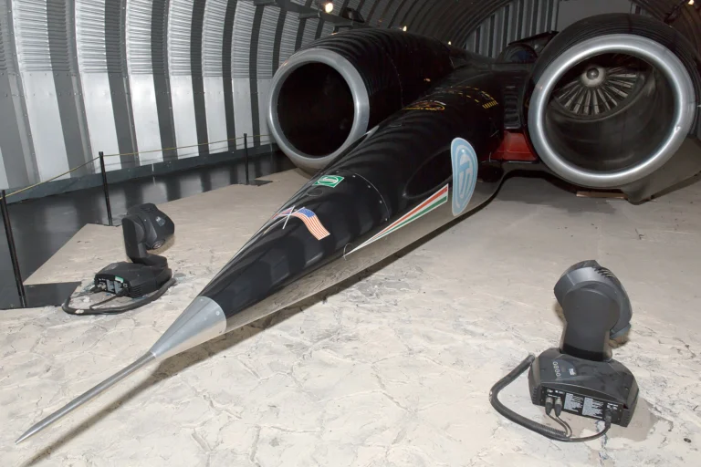 ThrustSSC twin-jet land speed record car on display at Coventry Transport Museum