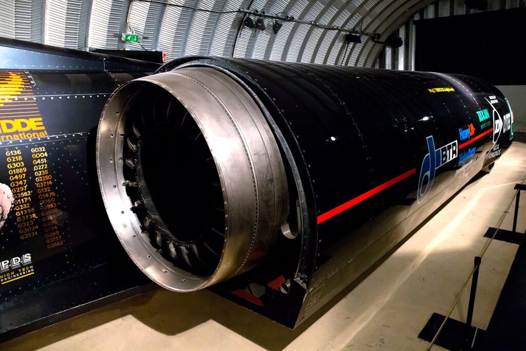 Right-side Rolls-Royce Spey jet engine pod on the ThrustSSC land speed record car