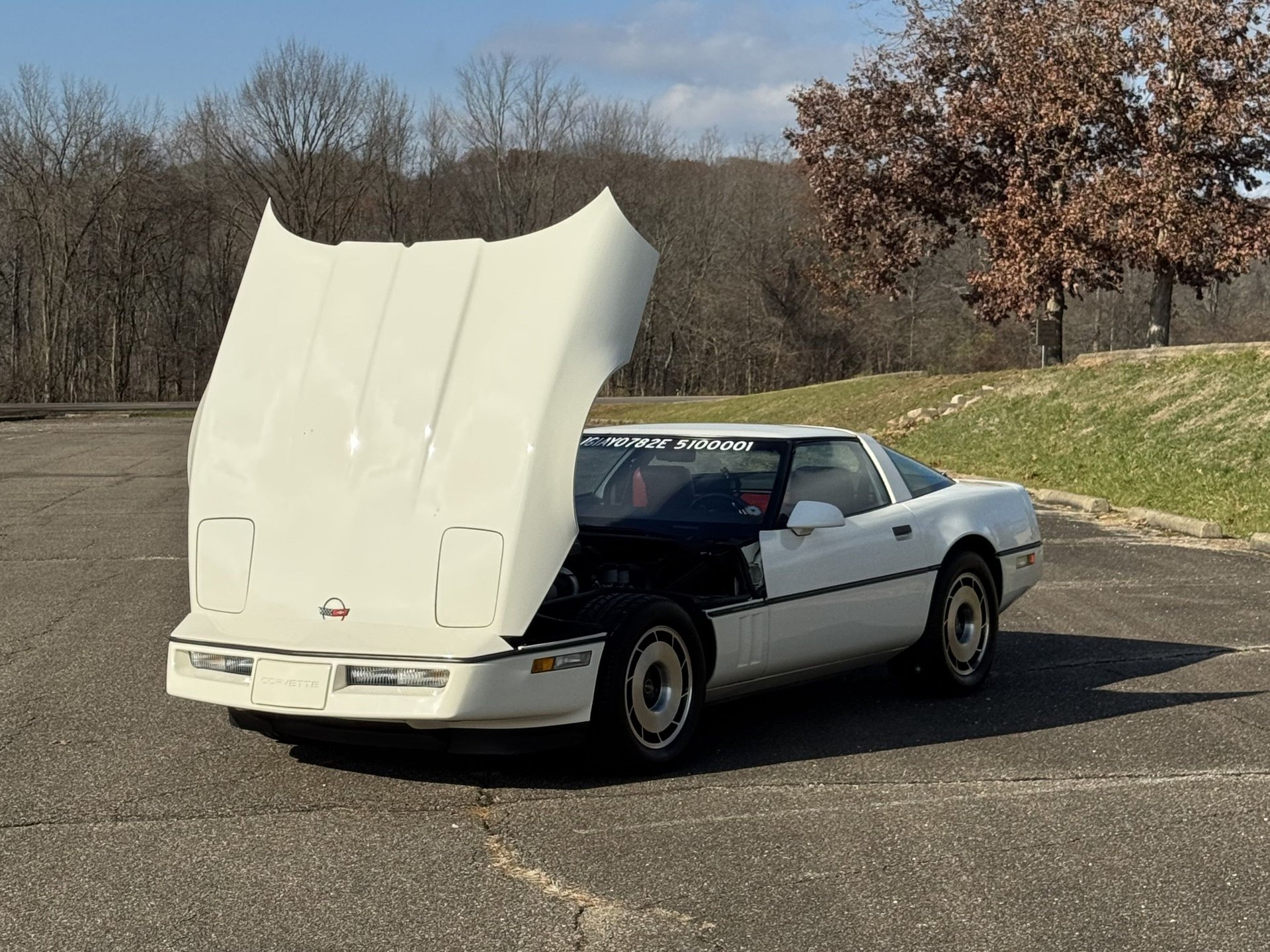 1984 Corvette with its clamshell hood raised