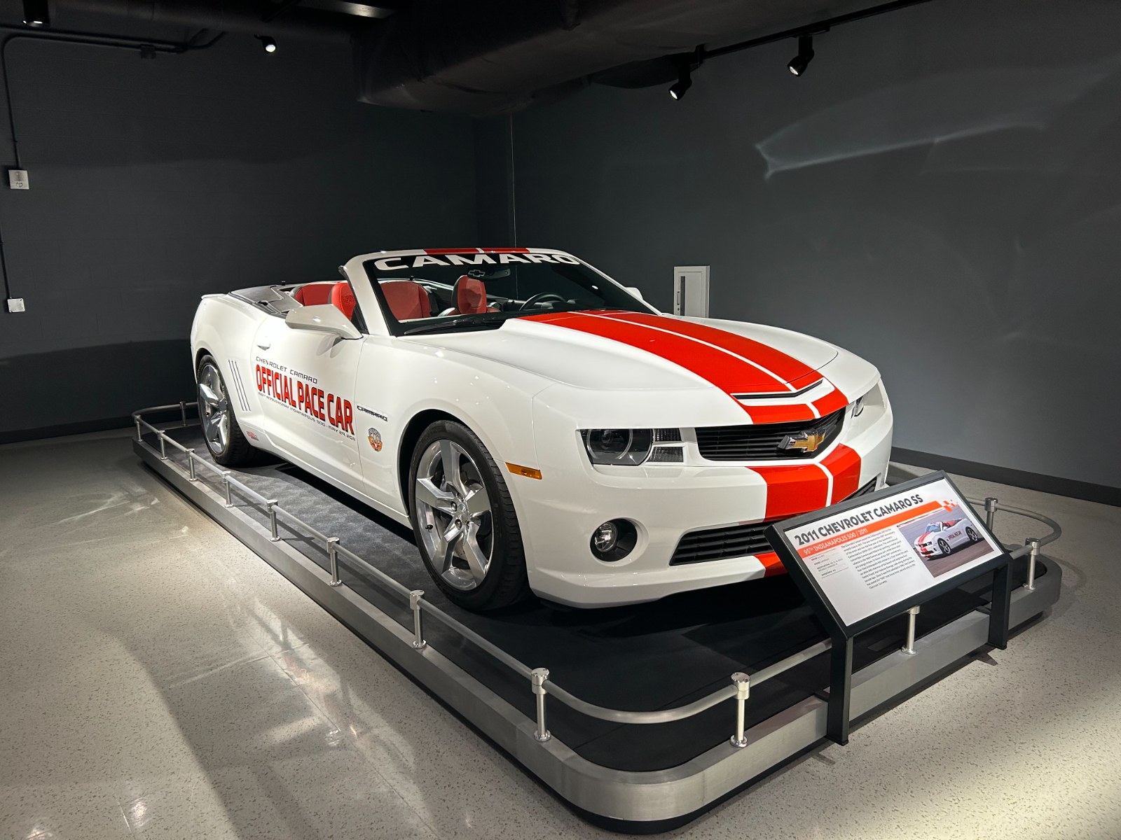 2011 Indianapolis 500 Chevrolet Camaro SS convertible pace car on display