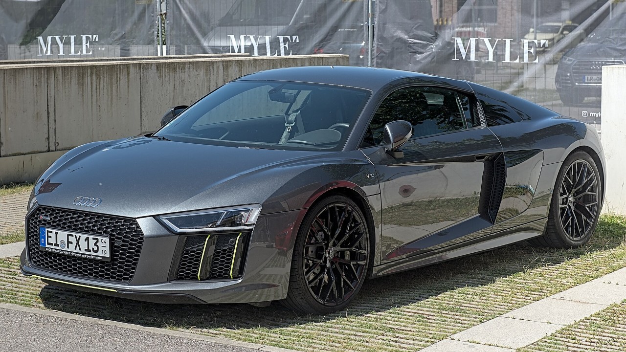 Audi R8 V10 supercar at a car festival