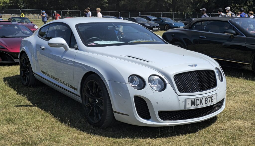 A silver 2010 Bentley Continental GT Supersports