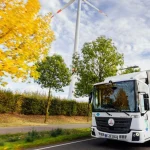 BMW's HyCET hydrogen combustion truck with DEUTZ engine driving on a road near Plant Leipzig