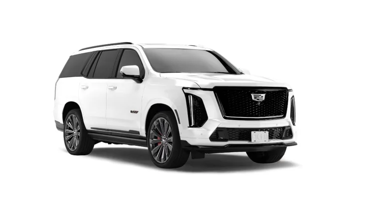 White Cadillac Escalade-V Edición Checo Pérez, front three-quarter view