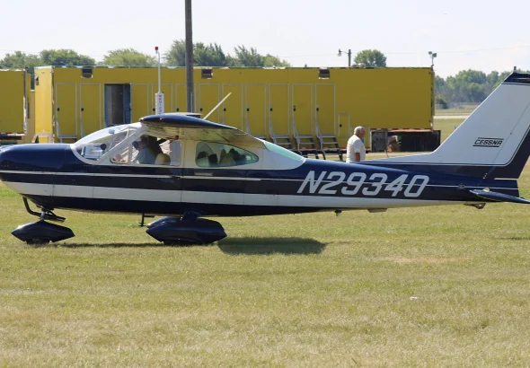 A white Cessna 177 Cardinal, the same high-wing four-seat model that crashed on Capitol Expressway in San Jose