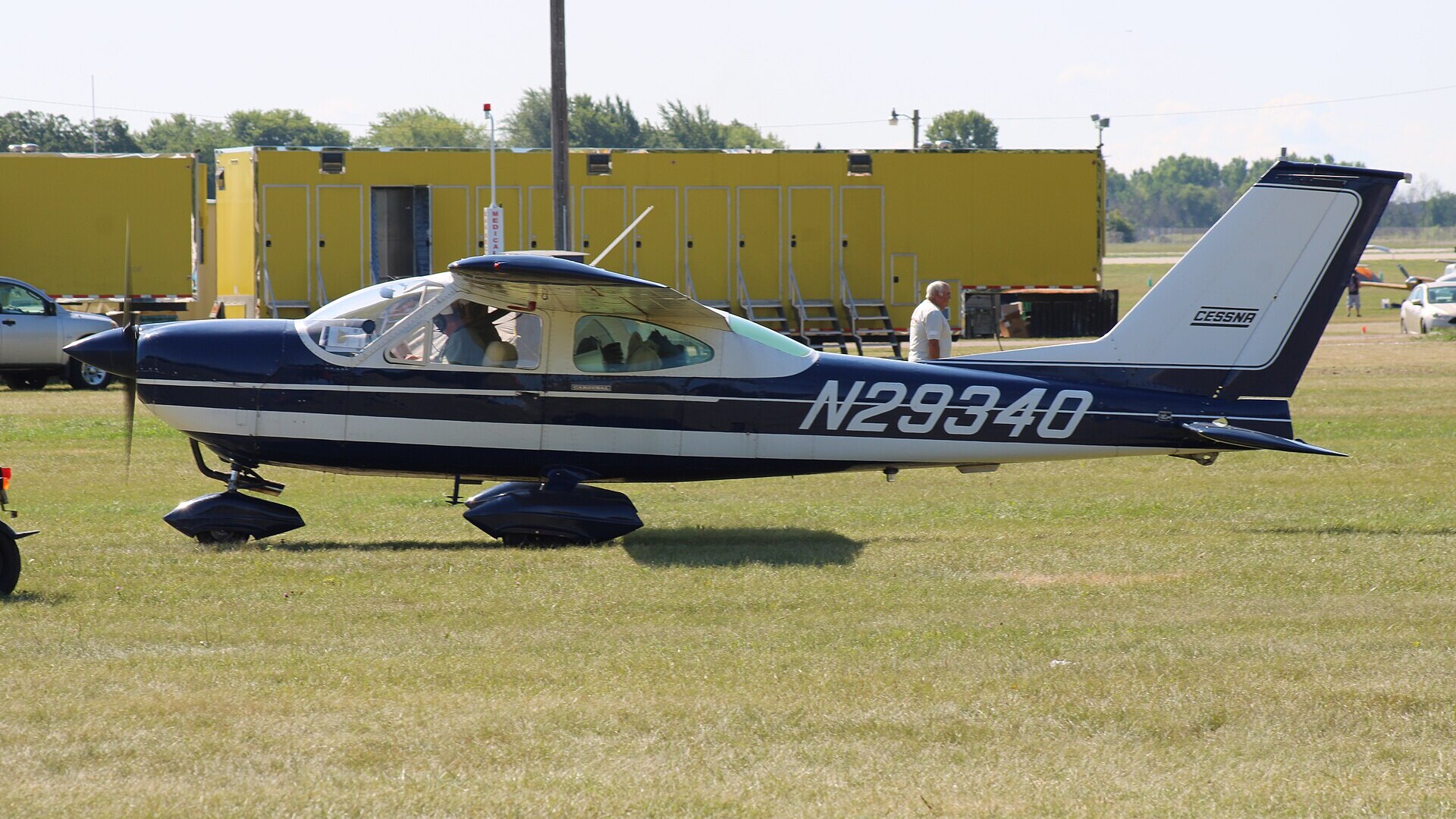 A white Cessna 177 Cardinal, the same high-wing four-seat model that crashed on Capitol Expressway in San Jose