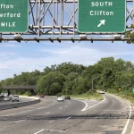 New Jersey Route 21 northbound at Exit 10A for River Road in Clifton