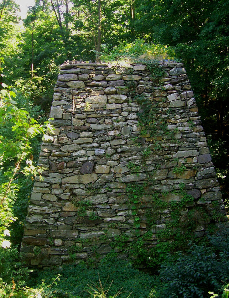 Stone remains of the old Clinton Furnace iron smelter beside Clinton Road