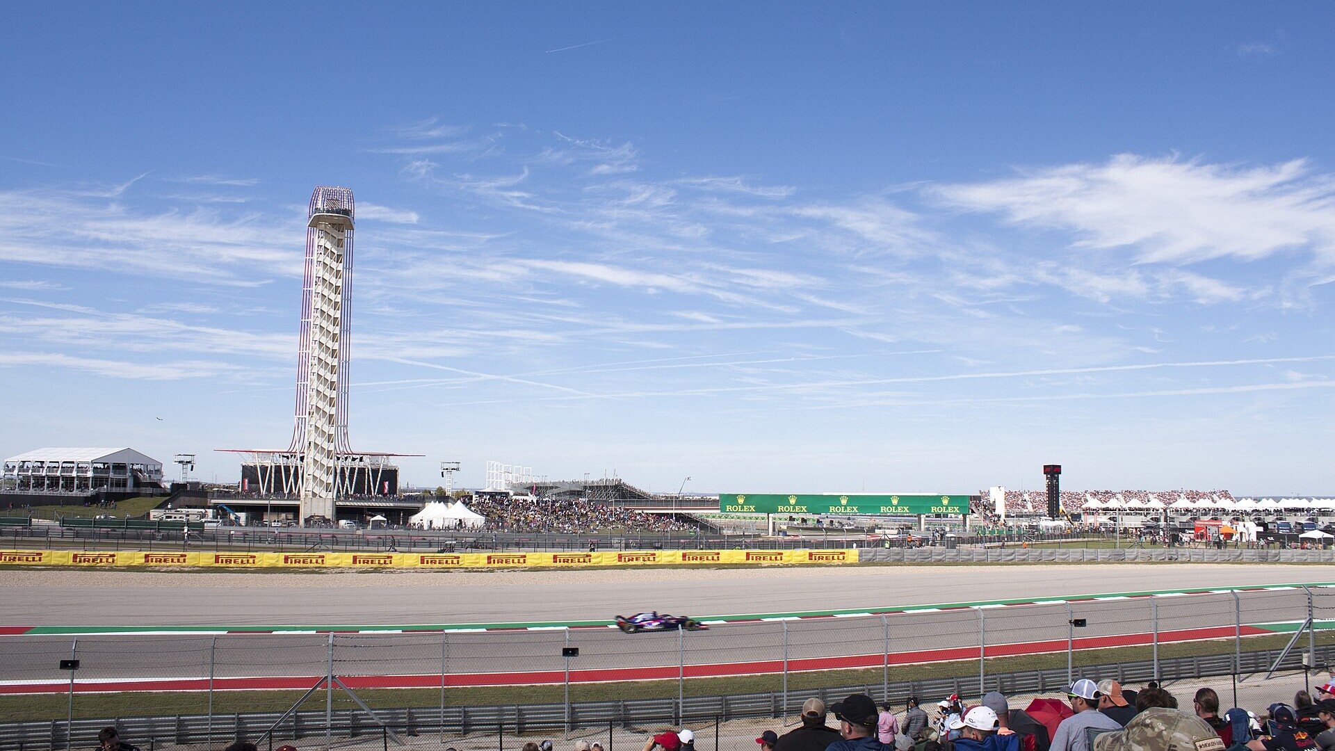 Cars on track at Circuit of the Americas in Austin, Texas, during the 2018 U.S. Grand Prix