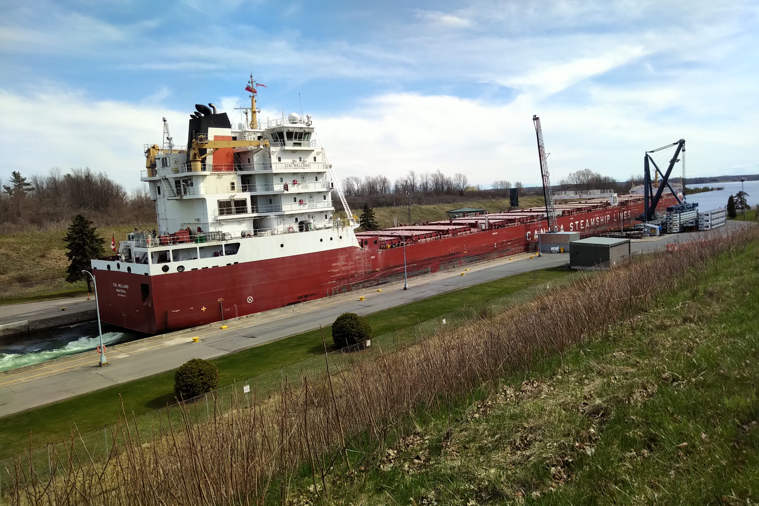 Bulk carrier CSL Welland passing through the Iroquois Lock on the St. Lawrence Seaway