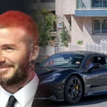 Composite illustration of David Beckham beside a black Maserati MC20