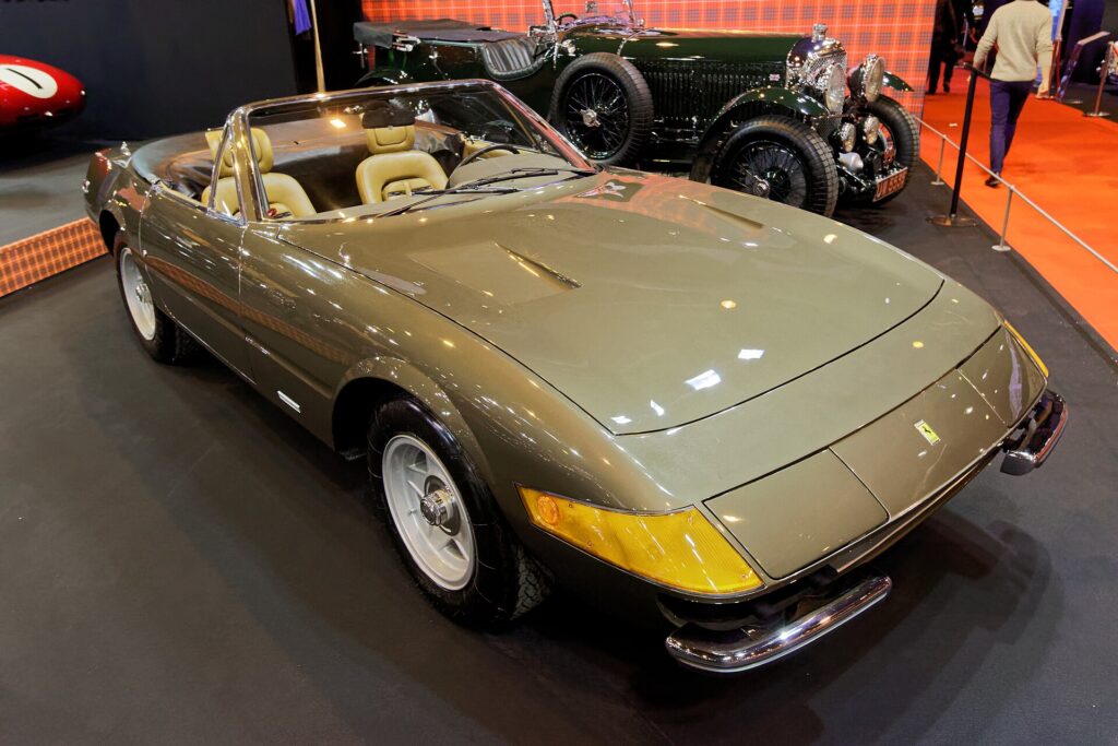 Green 1973 Ferrari 365 GTB/4 Daytona Spider by Scaglietti at Retromobile 2017