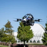 Florida Polytechnic University police Jetson ONE eVTOL Astro flying over campus