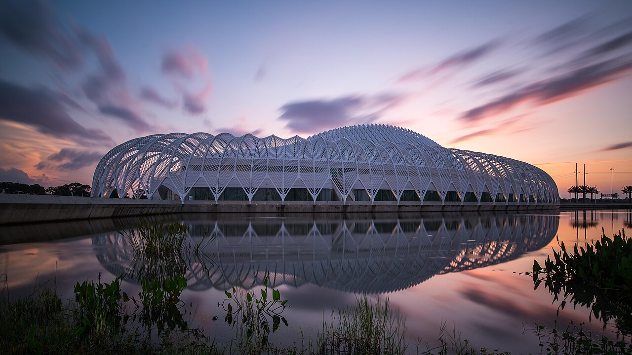 Florida Polytechnic University Innovation, Science and Technology Building in Lakeland at sunset