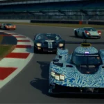 Ford Racing 2027 Hypercar in camouflage with the three 1966 Le Mans GT40 Mk IIs
