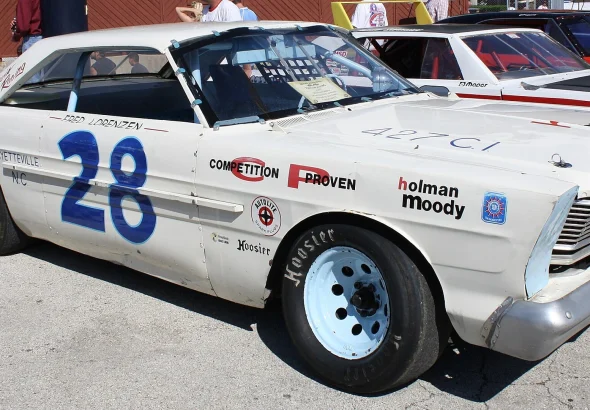 White No. 28 Holman-Moody 1965 Ford Galaxie in Fred Lorenzen livery