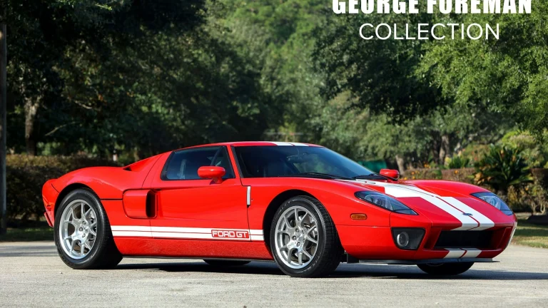 Red 2005 Ford GT with white stripes from the George Foreman Collection