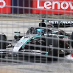 George Russell driving the Mercedes at the 2025 Singapore Grand Prix (representative image)