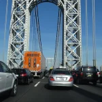 Traffic on the upper level of the George Washington Bridge heading toward Manhattan