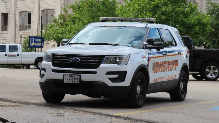 A Harris County Sheriff's Office Ford Police Interceptor Utility patrol vehicle
