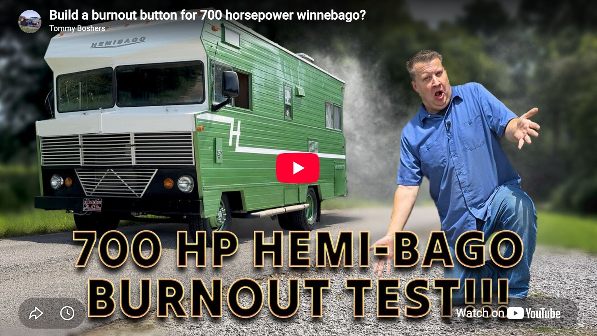 Green Hellcat-swapped Winnebago motorhome called the Hemibago with builder Tommy Boshers
