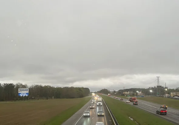 Southbound Interstate 65 near Calera, Alabama, seen from an overpass