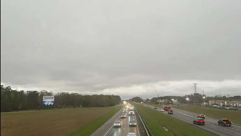Southbound Interstate 65 near Calera, Alabama, seen from an overpass