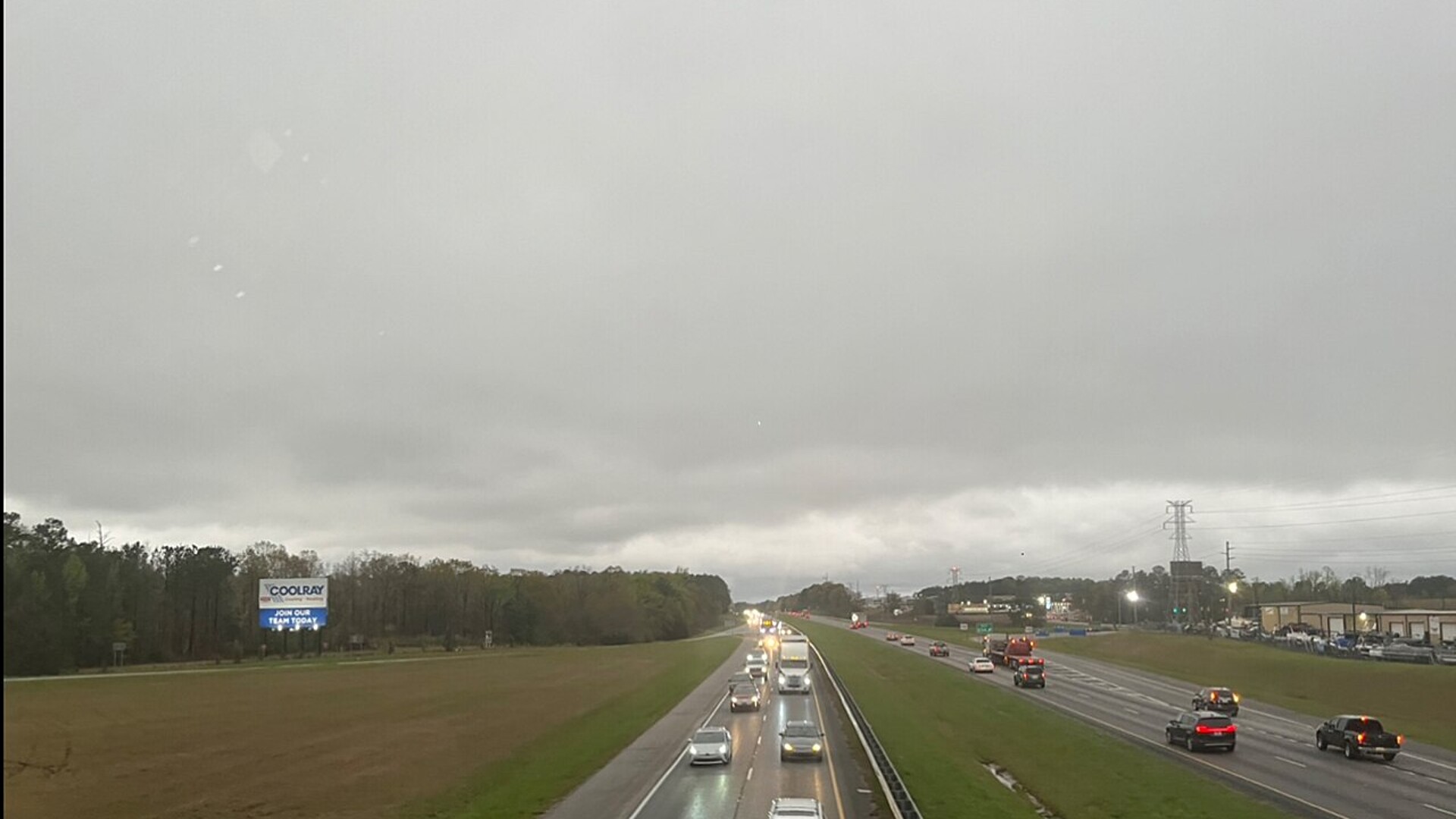 Southbound Interstate 65 near Calera, Alabama, seen from an overpass