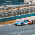 blue and white racing car