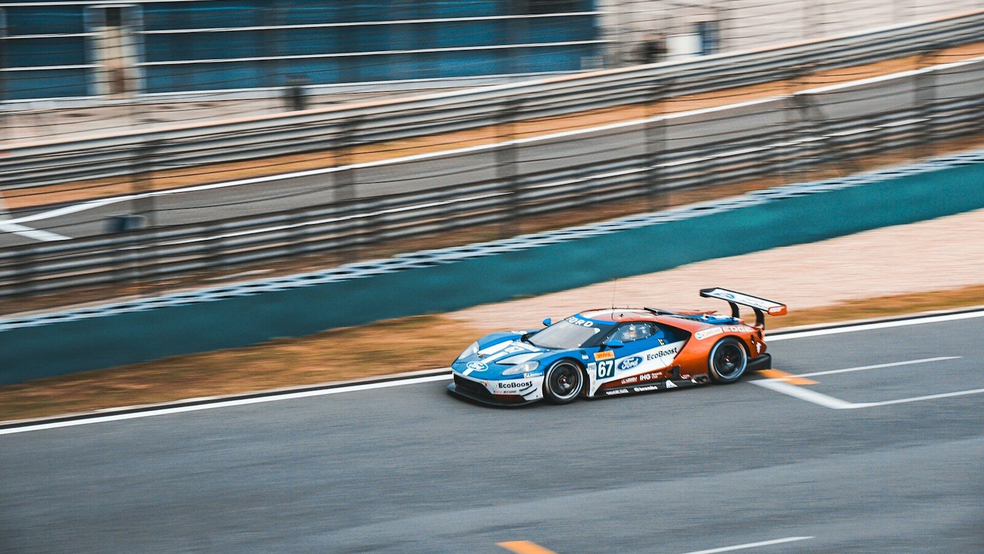 blue and white racing car