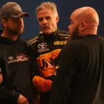 Kenny Wallace in a yellow driver suit at the Gateway Dirt Nationals in St. Louis, 2018